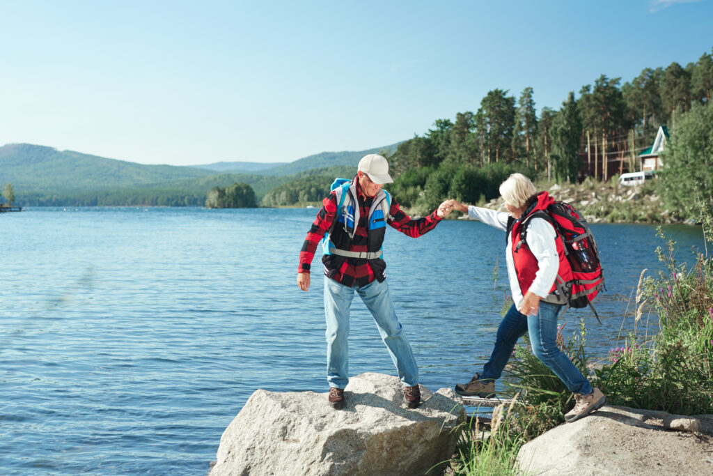 Couple exploring adventure destinations for retirees