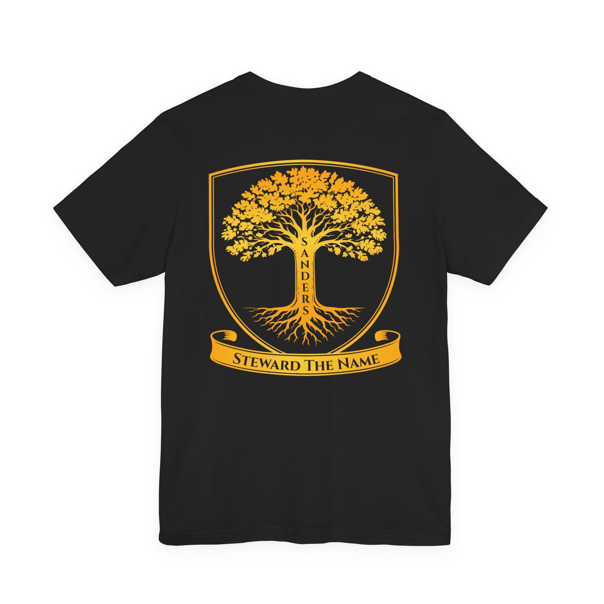 Sanders Family - Steward the Name T-Shirt — Golden Tree Crest Pocket & Back Graphic - Image 19