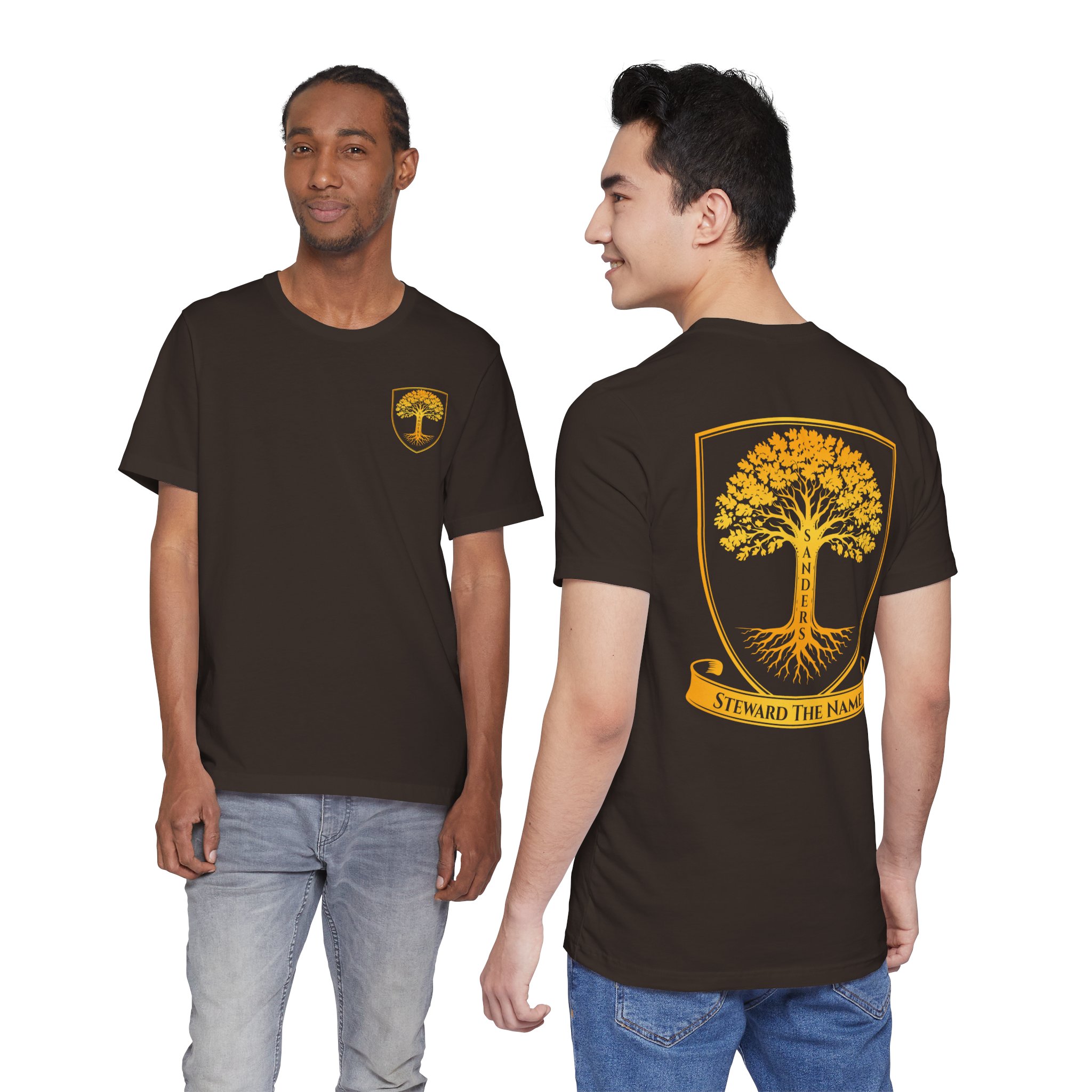 Sanders Family - Steward the Name T-Shirt — Golden Tree Crest Pocket & Back Graphic - Image 40