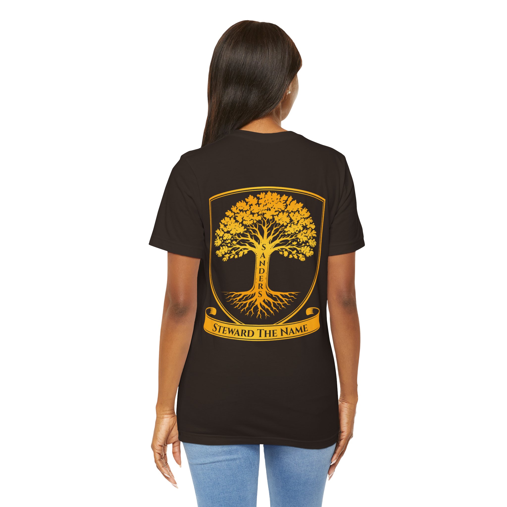 Sanders Family - Steward the Name T-Shirt — Golden Tree Crest Pocket & Back Graphic - Image 42