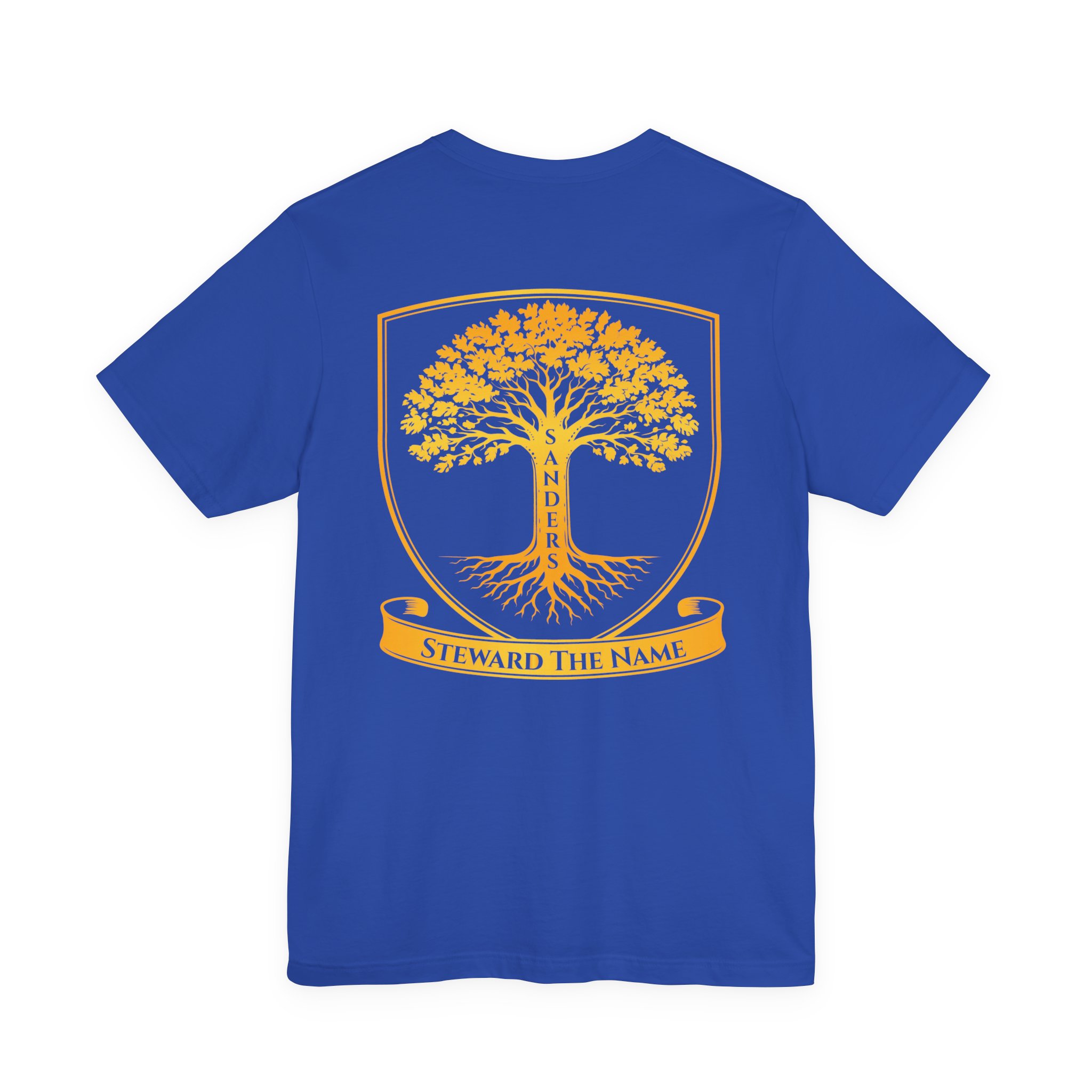 Sanders Family - Steward the Name T-Shirt — Golden Tree Crest Pocket & Back Graphic - Image 3