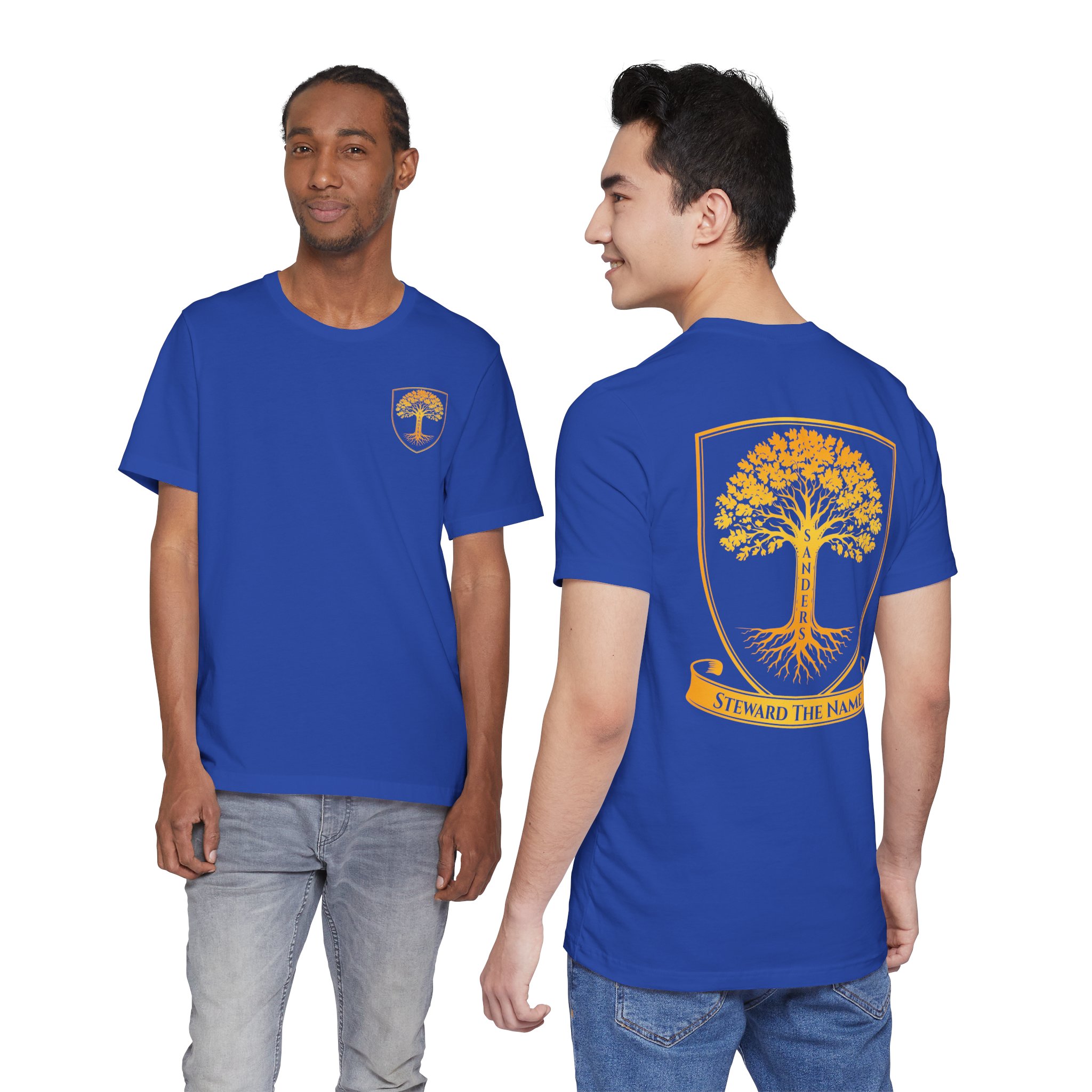Sanders Family - Steward the Name T-Shirt — Golden Tree Crest Pocket & Back Graphic - Image 6