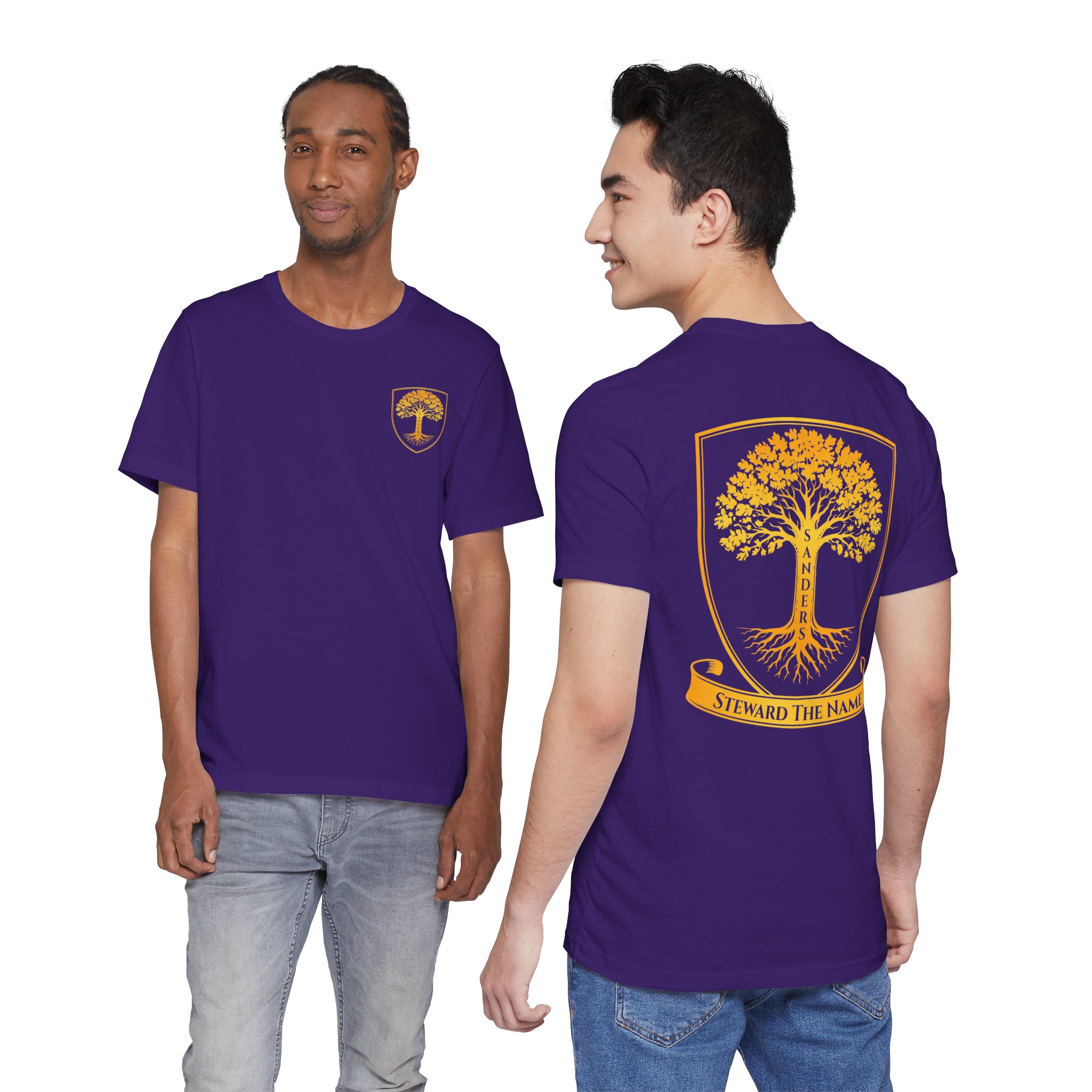 Sanders Family - Steward the Name T-Shirt — Golden Tree Crest Pocket & Back Graphic - Image 48