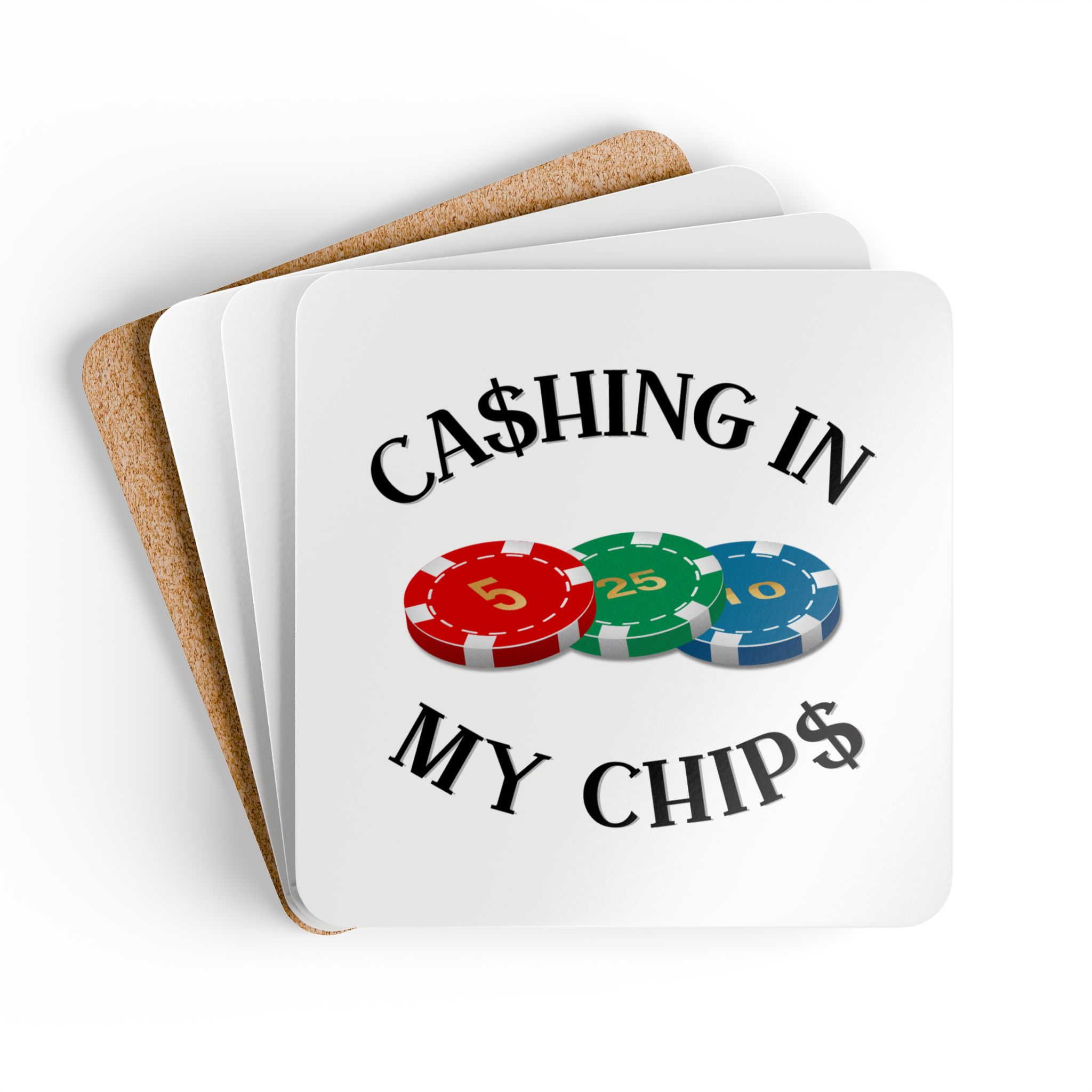 Coasters - "Ca$hing In My Chip$" Poker Chip Drink Coaster Set (4) - Image 3