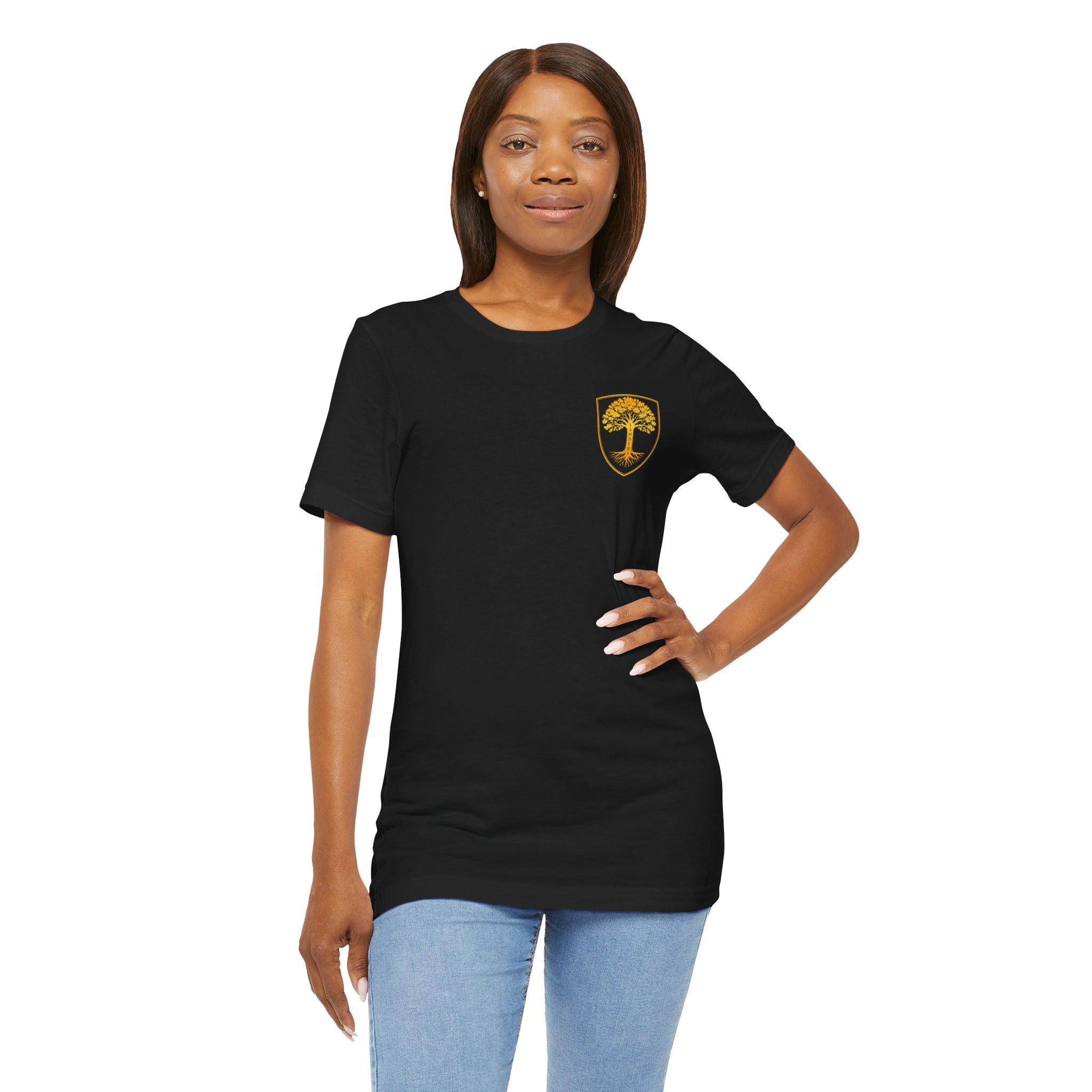 Sanders Family - Steward the Name T-Shirt — Golden Tree Crest Pocket & Back Graphic - Image 25