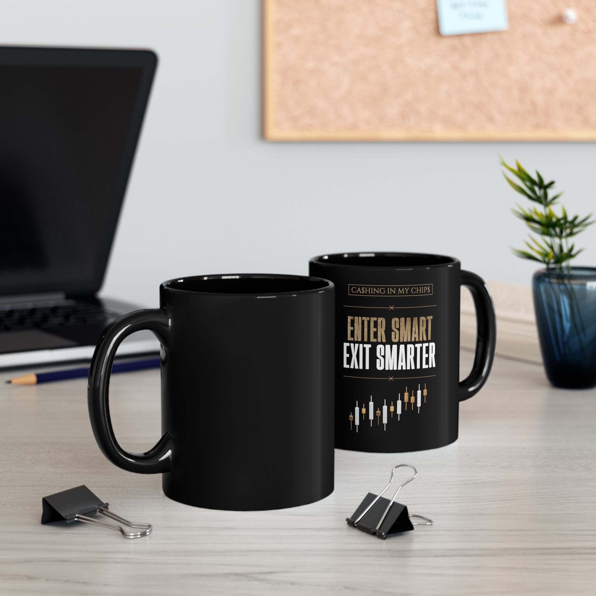Ca$hing In My Chip$ — “Enter Smart Exit Smarter” Black Mug | 11oz & 15oz - Image 7